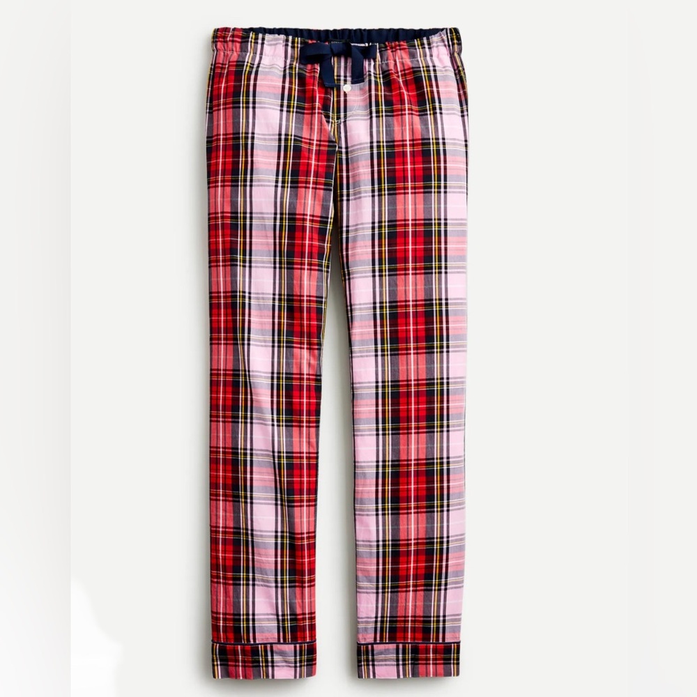 J Crew Pajama Pants in Pink Stewert Tartan Plaid NWT